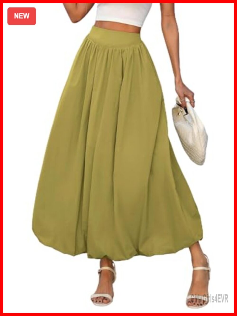 Womens Bubble Skirt Balloon Drop Waist Maxi A Line High Waisted Summer Pockets